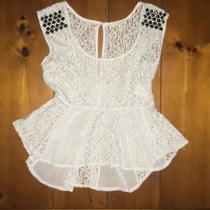 Dillard’s - Lace shirt with chrome rhinestones